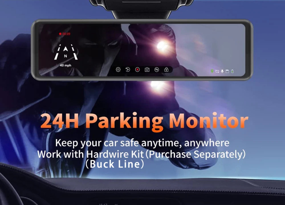 4K Rearview Mirror Carplay & Android AutoWifi Video Recorder 10/12Inch Dash Cam for Car DVR GPS Navigation Reversing Camera