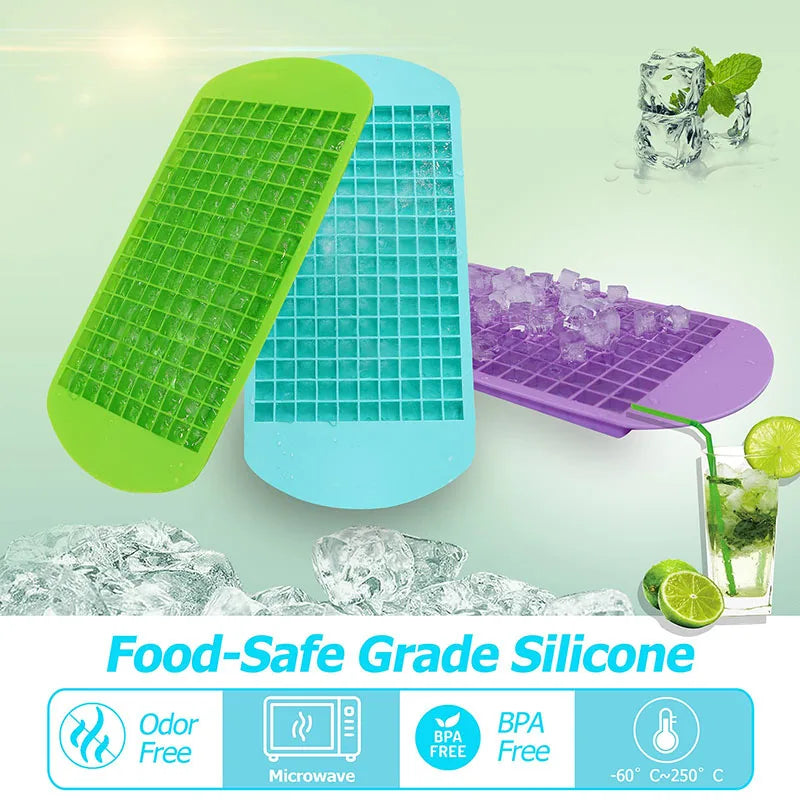 160 Crushed Silicone Mini Ice Cube Trays Easy Release Small Ice Cube Flexible Stackable Durable Mold Storage Containers BPA Free