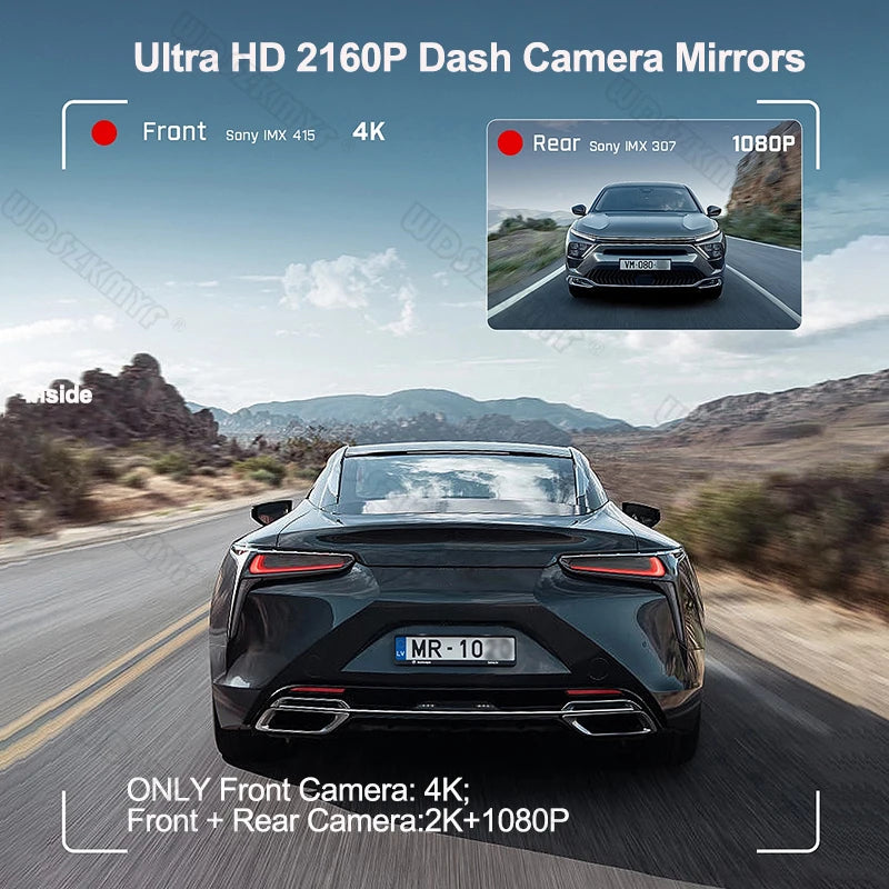 4K Rearview Mirror Carplay & Android AutoWifi Video Recorder 10/12Inch Dash Cam for Car DVR GPS Navigation Reversing Camera