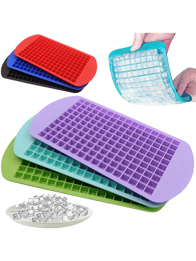 160 Crushed Silicone Mini Ice Cube Trays Easy Release Small Ice Cube Flexible Stackable Durable Mold Storage Containers BPA Free