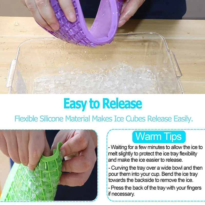 160 Crushed Silicone Mini Ice Cube Trays Easy Release Small Ice Cube Flexible Stackable Durable Mold Storage Containers BPA Free