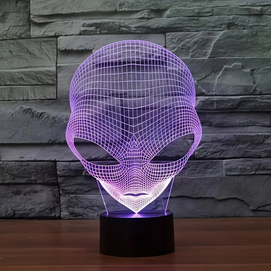1pc Alien Shaped 3D Bedside Lamp Night Light, Black Base Touch 7-color LED Energy-saving Table Lamp, For Bedroom, Living Room, Bedside Home Decoration Dressing Circle, Colorful Ambient Light Birthday, Holiday Gift