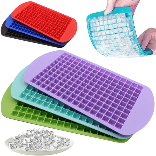160 Crushed Silicone Mini Ice Cube Trays Easy Release Small Ice Cube Flexible Stackable Durable Mold Storage Containers BPA Free
